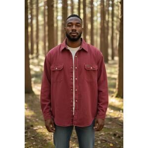 Red Carhartt 100% Cotton Shirt Jacket Men's Heavy Shacket Size 4-XL